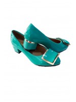 Patent Court Shoe Block Mid Heels