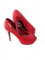 Fashion Red Shimmering Peep-Toe Pumps