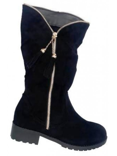 Mid-Calf Boots With Decorative Zip