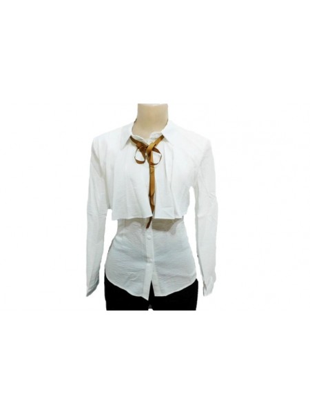 Fashion Elegant Formal  Tie Neck White Blouse