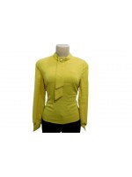 Tie Neck Long Sleeve Corn Yellow Blouse