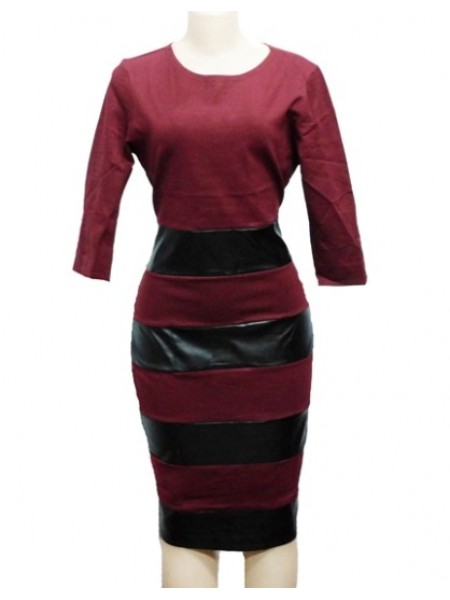 Pu Leather Patchwork Dress.