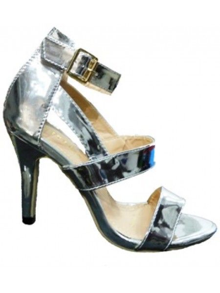 Metallic Silver Thin High Heel Gladiator